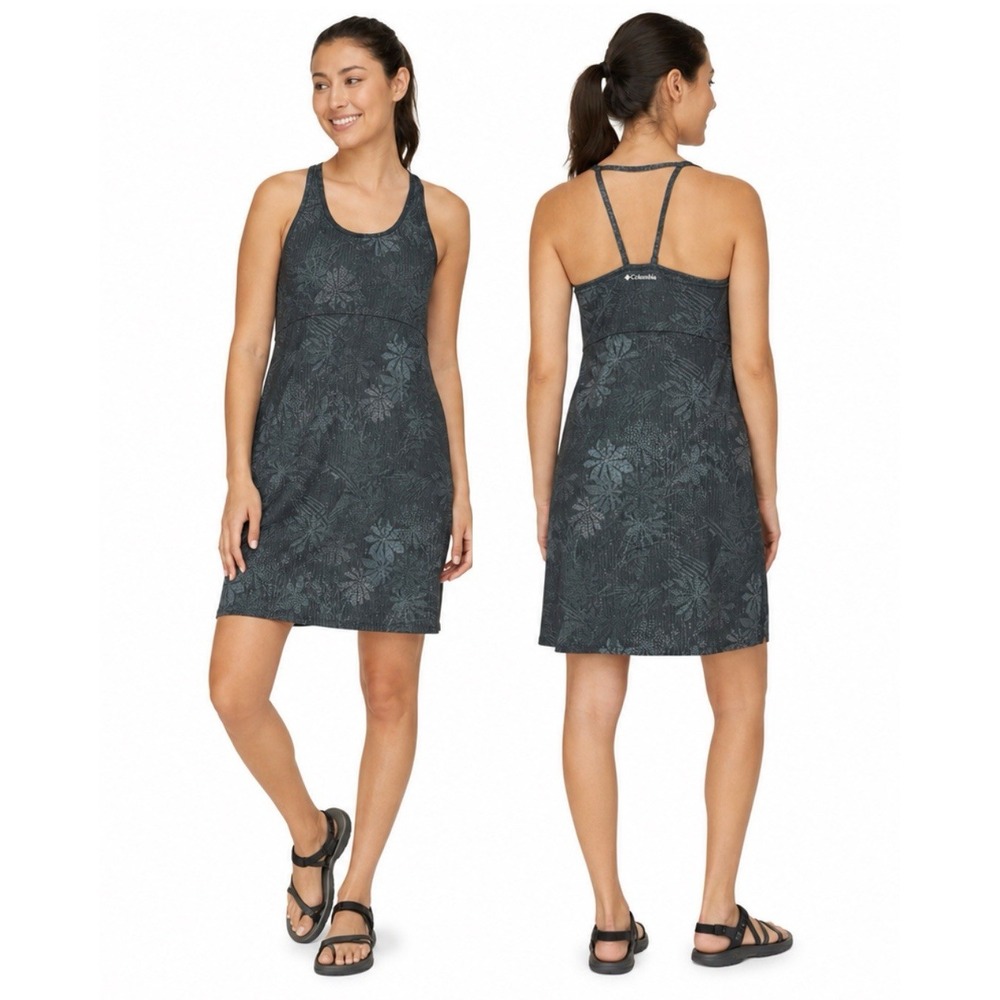 Columbia Peak to Point II Dress Womens Medium Gray‎ Floral Racerback Pockets
